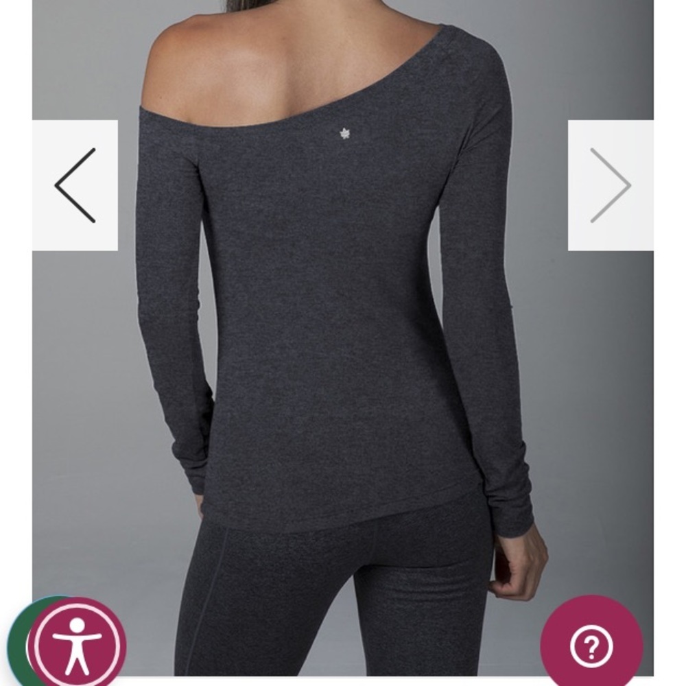 KIRA GRACE OFF SHOULDER HEATHER GREY LONG SLEEVE TOP NWT - Picture 14 of 16